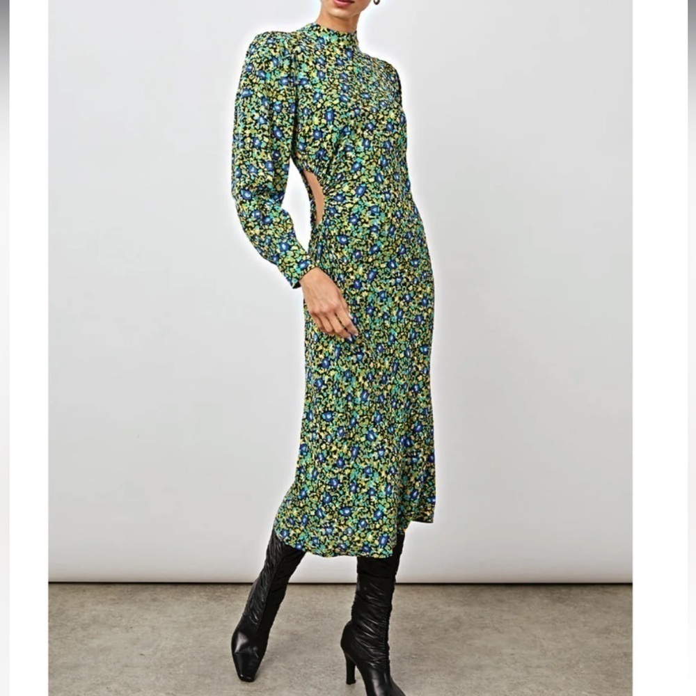 NWOT Rails Carmel Cutout Long Sleeve Dress green Abstract Garden sz S - Picture 3 of 8
